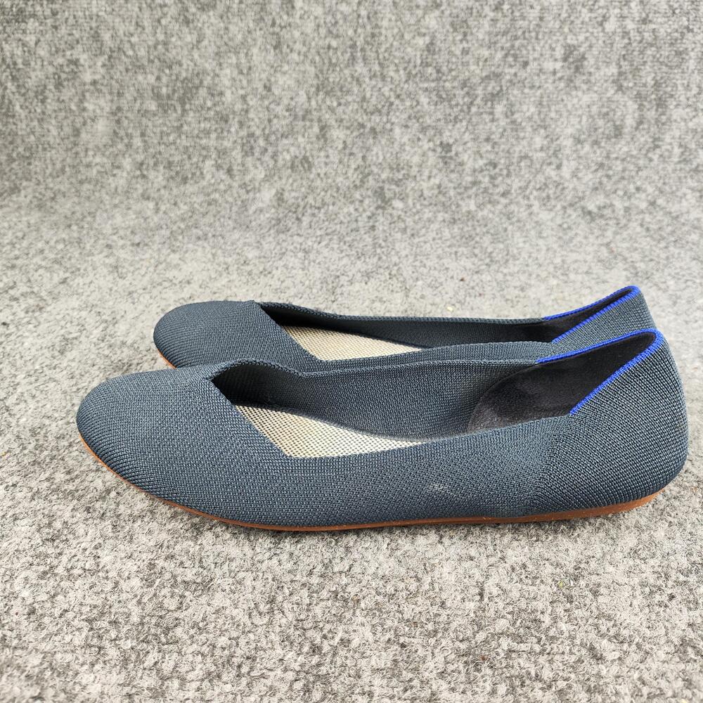 Rothy's Shoes Womens Size 9 Blue Knit The Flat Ballet Flats Slip On Casual